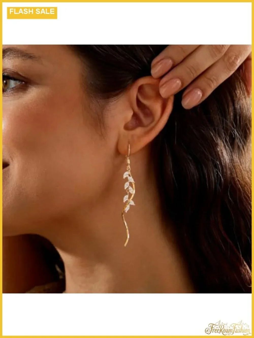 Dangle Earrings 14K Gold Plated Cubic Zirconia Wedding Bridal